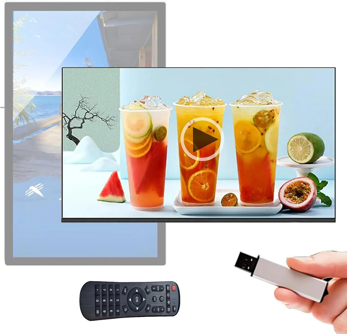 Quixnova 43tommer, Streaming af klienter, 43inch Reklame medieafspiller med USB-videofunktion til restauranter, caféer, Sort, 43inch, 18.5 '