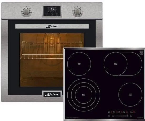 Kaiser, Ovne, ovn sæt EH 6323 + KCT 6715 Bygning-i ovn Elektrisk ovn 79L Self-rengøring med 10, Sort, 79L, 60 cm, 73 L, 16, 0 cm