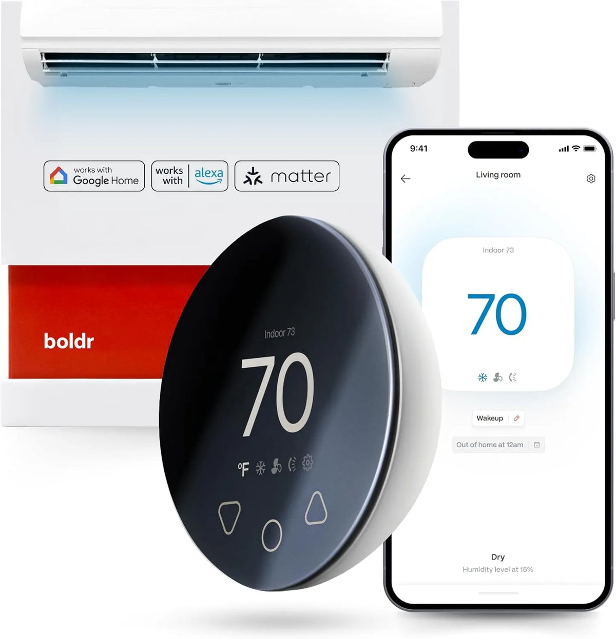 BOLDR, Klimaanlæg reservedele og tilbehør, Klima Smart Thermostat til aircondition, vinduesklimaanlæg, mini split og, Hvid