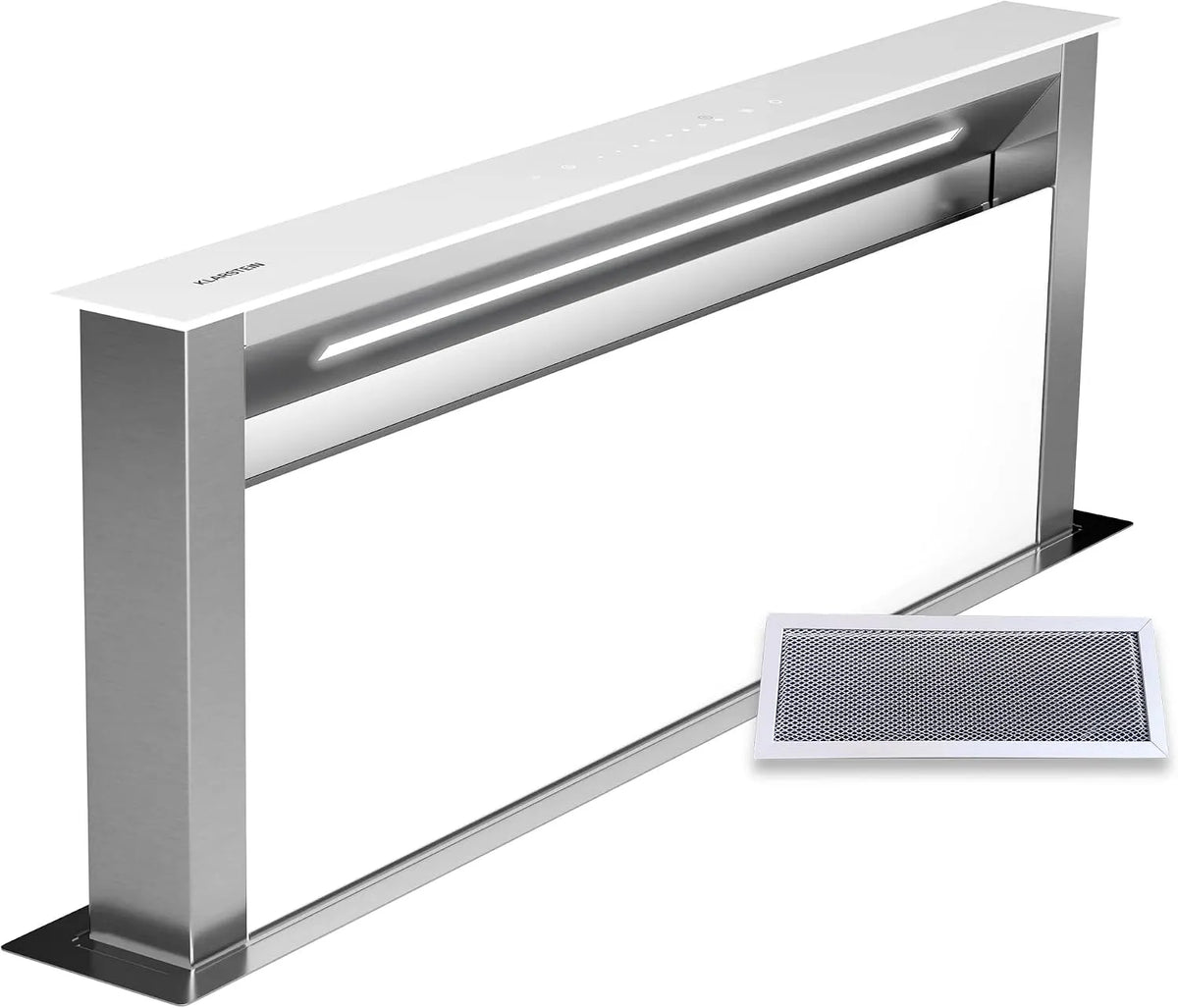 Klarstein, Bordemhætter, Clearstein Royal Flush Eco Downdraft Range hætte - A + + Energieffektivitet, 714, Sølv, 52 dB, 72 dB