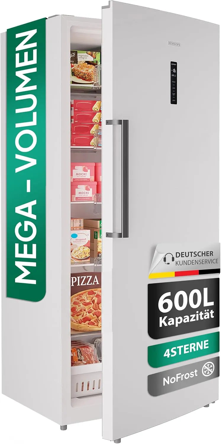 Heinrich´s, Fryseskabe, Heinrich Mesters fryser, 600L XXL Fryser, No- frost beskyttelse, 1x fryser, Hvid, 600L, 39 dB, 359 kW