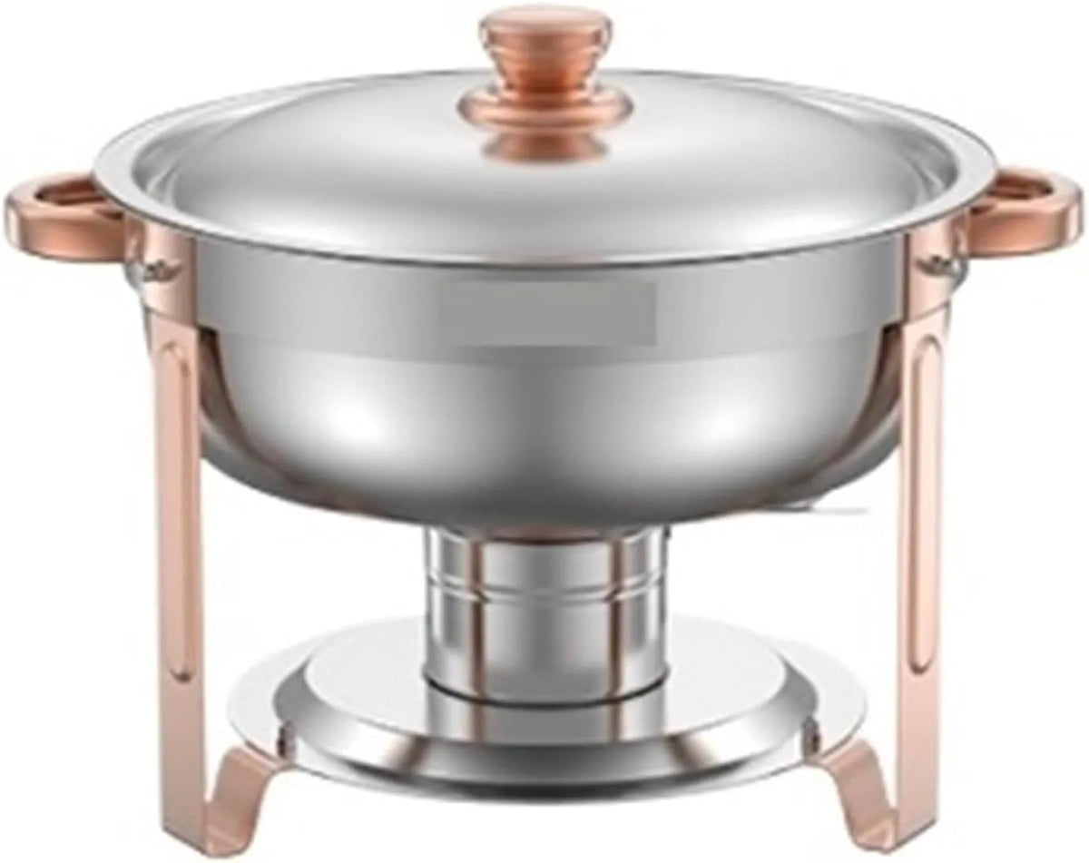 TRDEWR, Varmeplader og madvarmere, Chafing Dish Buffet Set, rustfrit stål Chafer, Round Catering Heater Server til, Sølv / lyserød / guld, 1W, 6V