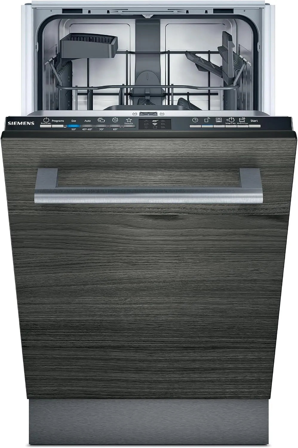 Siemens SR61IX05KE iQ100, Opvaskemaskiner, 60 cm, Fuldt integreret opvaskemaskine 45 cm, bestik kurv, varioSpeed Plus, infoLight, Sort, 45 cm