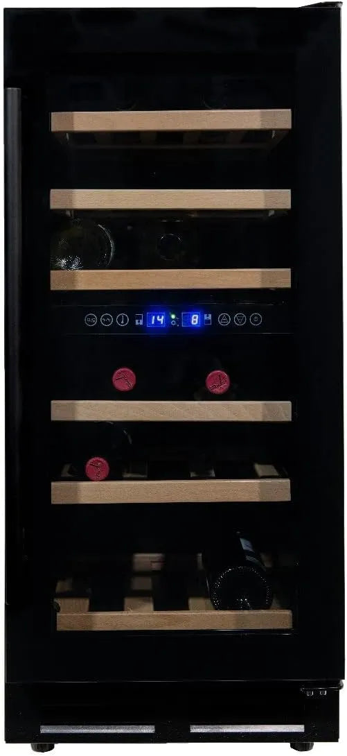 Vinata WK-100B-VG WK-100B, Vinskabe, VG med sort dør- 32 flasker vin aircondition vin køleskab, stål glastrå, sorte, Sort