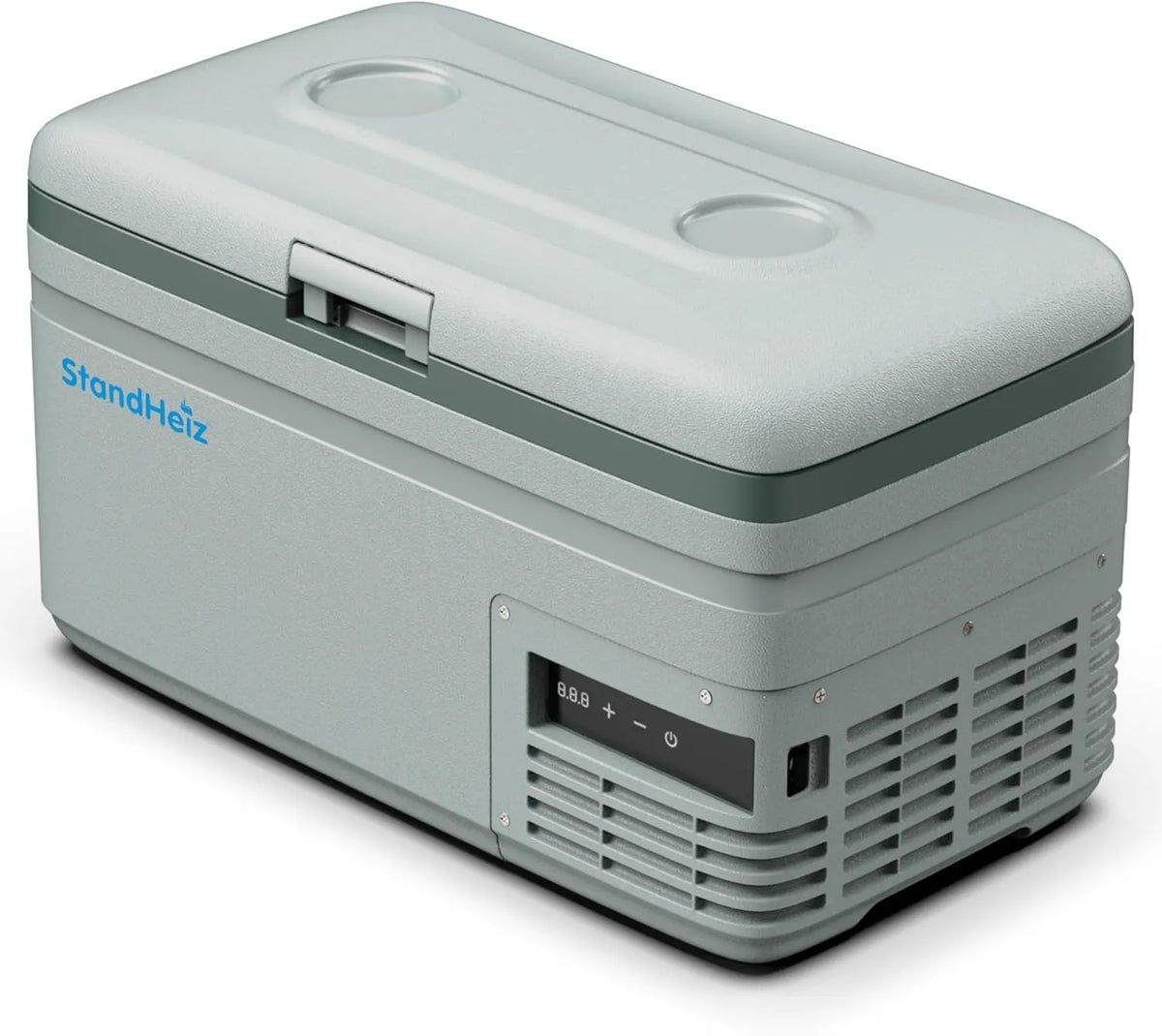 StandHeiz 12V/24V/230V, Køleskabe, Kompressor Køleskab Box 15L - Kompakt Mini Køleskab med App styring & ECO Mode, Grå / grøn, 12V, 24V, 230V