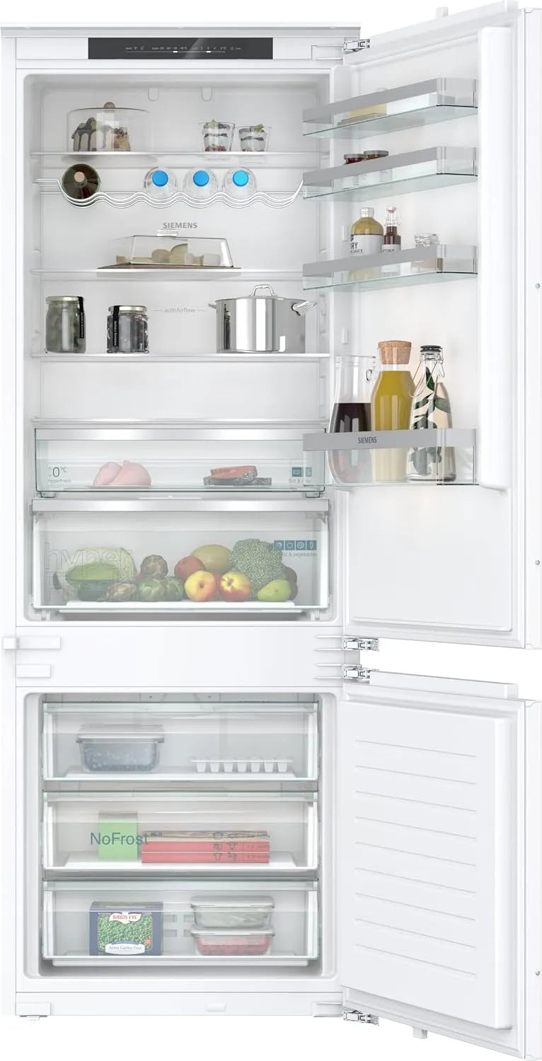 Siemens KB96NVFE0 iQ300, Køle-/fryseskabe, Smart XXL bygget-i køleskab kombination, 194 x 71 cm niche, 285L køling + 98L, Sort, 194 x 71 cm, 285L