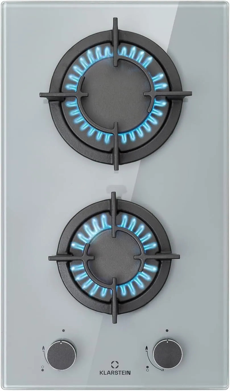 Klarstein 2-Flammig 2-flamme, Kogeplader, Clearstone bygning-i gaskomfur, camping gaskomfur til indendørs brug, rustfrit, Sølv, 4200W, 4, 2 kW