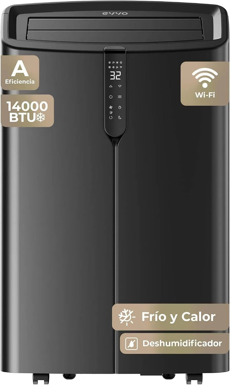 EVVO, Mobile klimaanlæg, Clima P14 Silent WLAN klimaanlæg, bærbar, 14.000 BTU, med varmepumpe, pingvin, Hvid