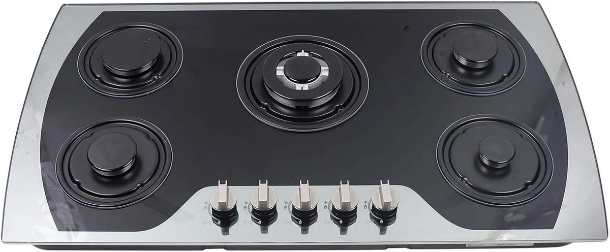 BuRuiYoten, Kogeplader, Gas kogetop bygning-i Glas komfur Flame gas bygning-i komfur 5 Burner Gasfelt Gas, Sort, 7 mm, 900 × 510 mm
