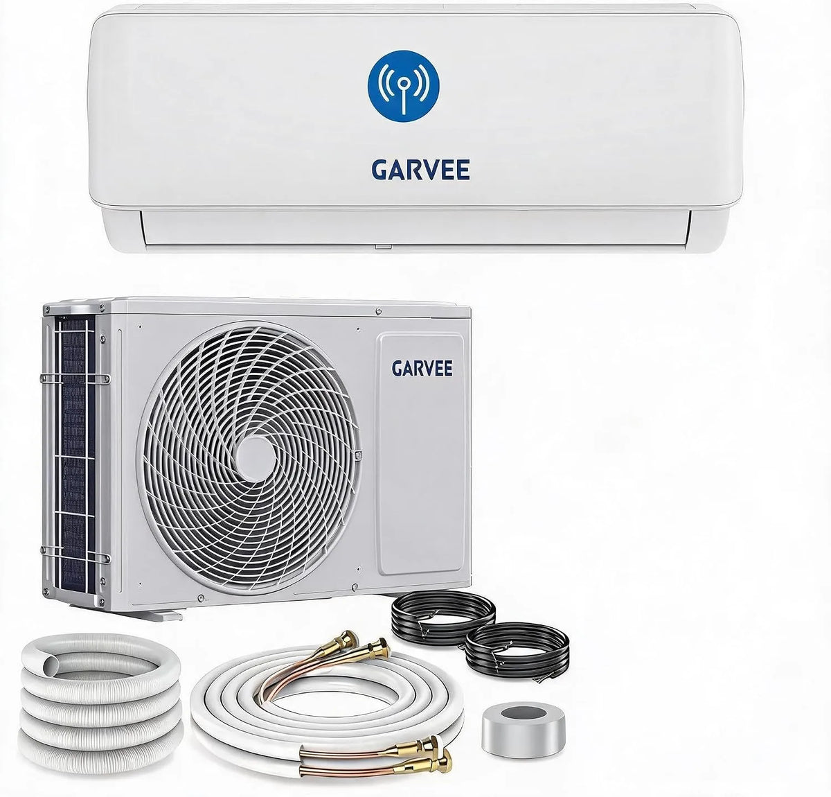 Acekool, Split-klimaanlæg, Kraftig split central klimaanlæg 24000 BTU (7.2 kW) - Inverter A + + - Varme &, Hvid, 24000 BTU, 7.2 kW, 19 dB, 2 cm