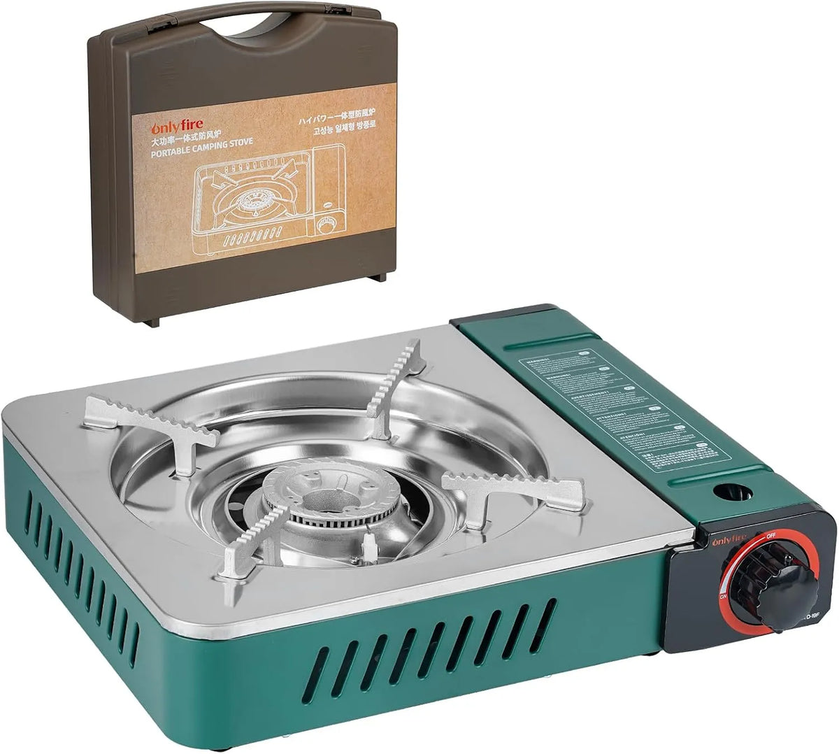 onlyfire 1-flammig, Campingovne, Kun brand gas komfur med bæretaske, camping komfur 1- flamme, 3000W, kompakt, Sort