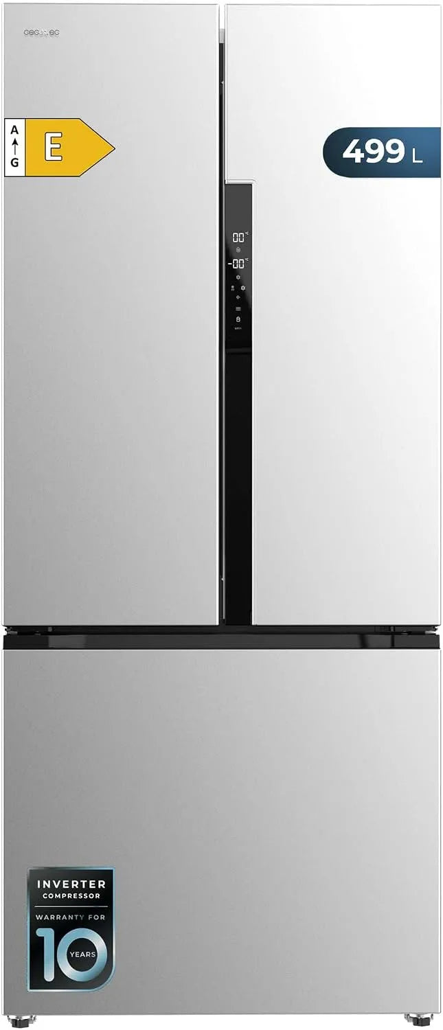 Cecotec, Køle-/fryseskabe, 9cm Fransk dør køleskab Bolero CoolMarket FD 499 Inox E. Inverter Plus, Sølv, 9cm, 178x75, 499L, 436 L