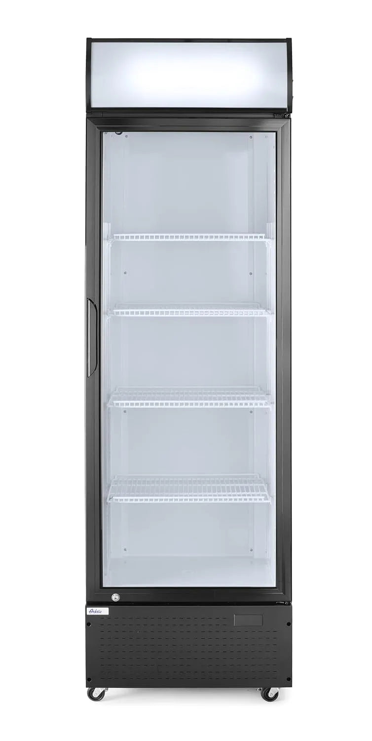 HENDI 230V/250W 578x605x, Køleskabe til flasker, drikkevarer køleskab med lys kasse, enkeltdør, med 4 justerbare hylde bunde, Hvid, 230V, 250W