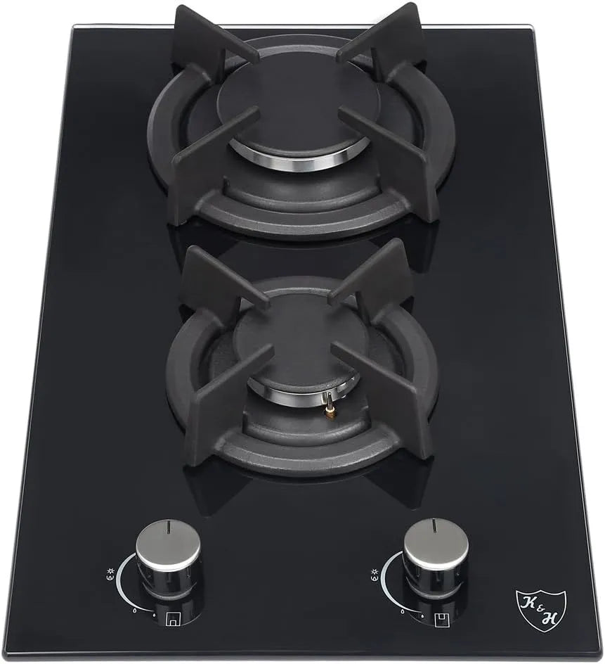 K&H 2Z-KHGX-LPG, Kogeplader, K & H Domino Glas Gas Cooster- Gas Hearth Plate - Propangasherd - Bygge-i, Sort