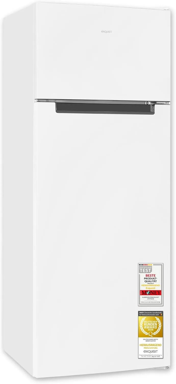Exquisit, Køle-/fryseskabe, Udsøgt køleskab med fryser - 206 L, 142, 6 cm, Hvid, 206 L, 169 l, 37 l