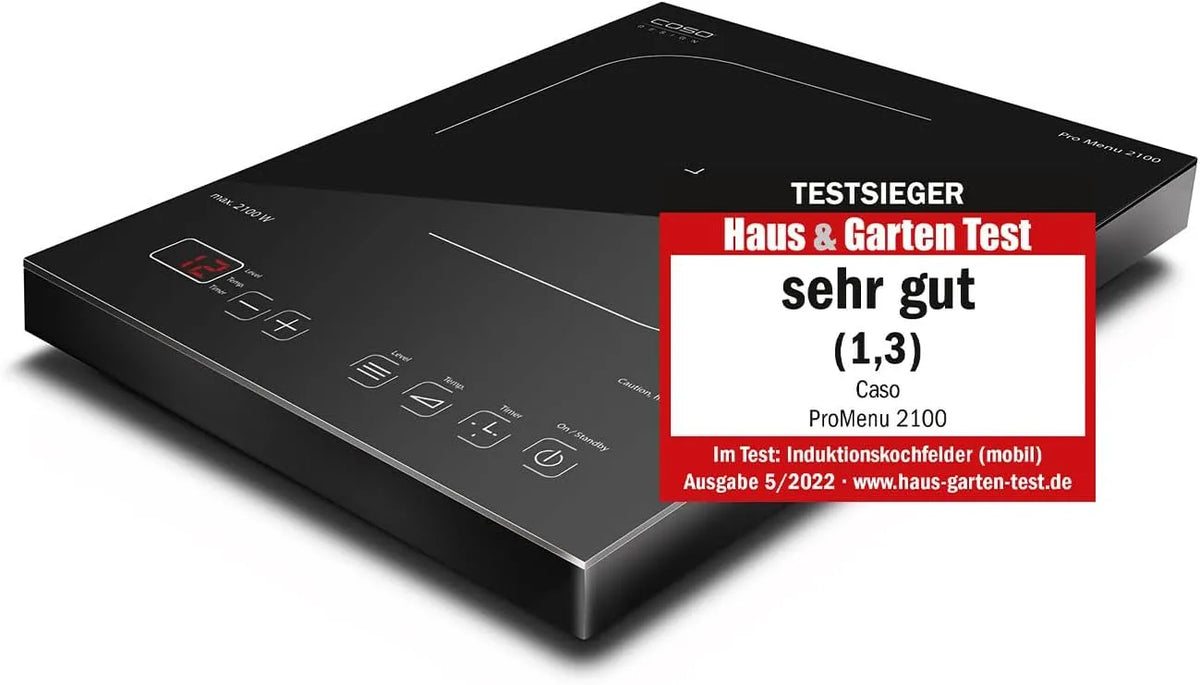 Caso, Kogeplader, Pro Menu 2100 mobil induktion hotplate, test vinder House & Garden Test, Smart, Sort, 24cm, 2100 W, 28 x 36, 5 x 6 cm