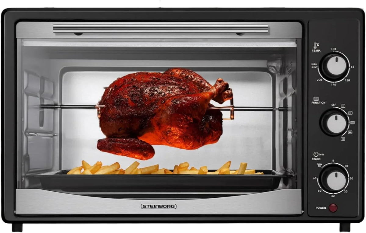 Steinborg, Miniovne, ® Mini Bagning Furnace 45 liter med påbudt luft & roterende skeer Elektrisk Mini, Sort / sølv, 45 l, 1800 W