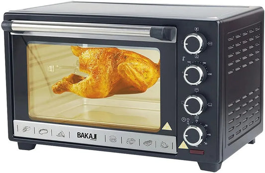 BAKAJI, Miniovne, elektriske ovn, ventileret, kapacitet 30 liter, effekt 1600 W, Sort, 30 l, 1600 W, 230 g, 55 x 39