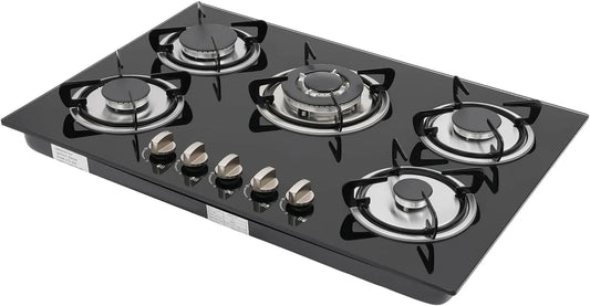 PattenlLevi 3.2kw-2.75kw-1kw-1.75kw, Kogeplader, Gas hob 5 Flamnig 770 510 70mm, 3, 2 kw- 2, 75kw- 1kw- 1, 75kw bov- 2, glas gas, Sort, 3.2kw