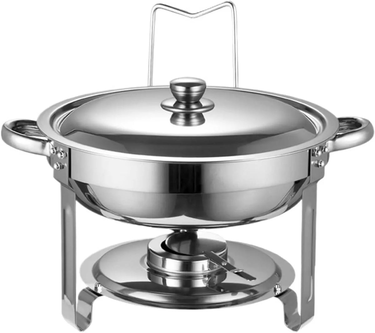 TRDEWR, Varmeplader og madvarmere, Mad varmer- Buffet- Set Round rustfrit stål mad varmere med 5 quart kapacitet, Sølv, 5 l, 2800 g
