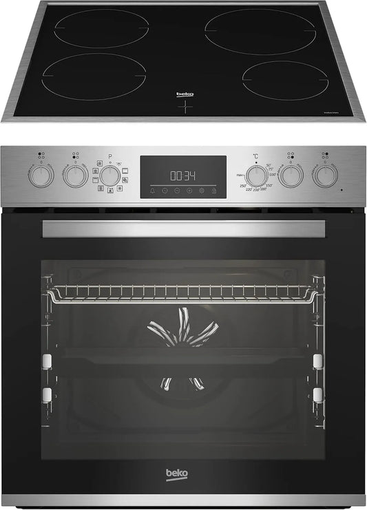 Beko BBUM12341XE, Ovne, Bygge- i ovn sæt: induktionskogeplader med 4 kogezoner, ovn med 8 varmetyper, 72, Sort / sølv, 8 v, 72 l, 0, 95 kW