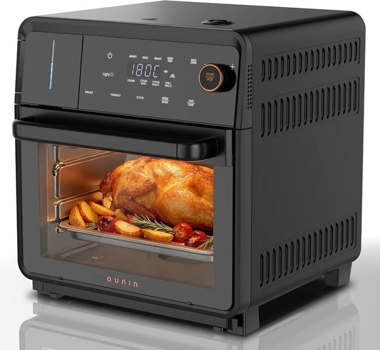 OUNIN 11-in-1, Miniovne, UNEIN 18L Mini- ovn, dampovn og varmluftsfritter, 1800W, Sort / sølv, 18L, 5 L