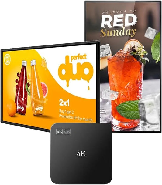 Lunzn, Digital mediemodtager, Digital Signage Player 4K USB Autoplay Video Player uden abonnement CMS, Sort, 4K