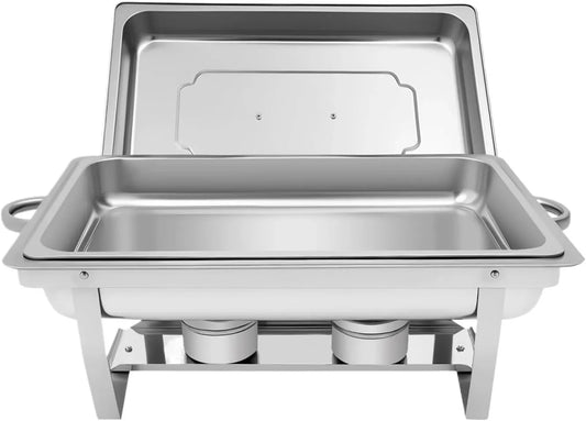 TRDEWR, Varmeplader og madvarmere, 9L Chafing Dish rustfrit stål, Rektangulær mad varmer med dækning for bryllup, Sølv, 9L, 31 cm