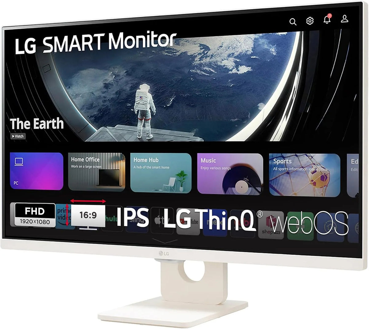 LG 32SR50F-W.AEU 32SR50F, Skærme, MyView - W.AEU (32 tommer) Fuld HD-IPS skærm, webOS, HDR10, hvid, 80 cm, 2 l