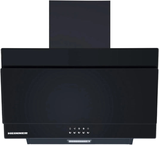 HEINNER DCH-350RGBK, Væghængte emhætter, DCH- skrå væg hætte - 60 cm køkken hætte - 276, 6 m3 / h udsugningseffekt - LED, Sort / sølv