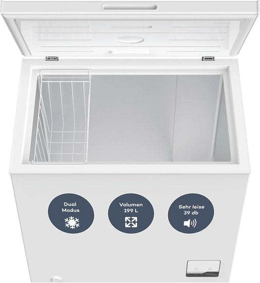 SCHOEPF 4-Sterne-Kennzeichnung GT200S, Kummefrysere, fryser 199 L - Hvid - 83, 5 x 82, 3 x 55, 6 cm - Energiklasse E - Hurtig frysning, Hvid, 199 L
