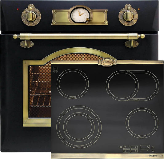 Kaiser, Komfursæt, 67L+ induktionsovn sæt EH 6355 Em + KCT 6185 IEm, retro elektrisk installation, Sort, 67L, 60cm, 4 × 59, 4 × 56