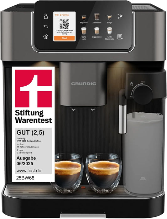 GRUNDIG, Espresso Machine & Kaffemachine Kombinationer, Basic KVA 8230 Kaffemaskine, 1350 W, 19 bar, Sort / sølv
