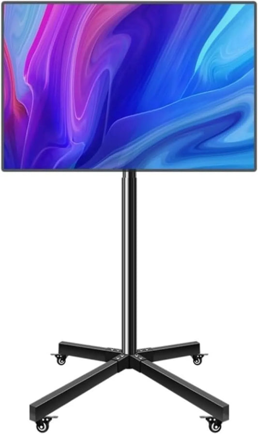 IROEJT, Stativfødder, Mobile TV vogn, mobile tv stand på hjul, mobil tv vogn med hjul til 14-42 tommer, Sort, 30 kg, 46 x 44 x 138 cm, 100 x 100