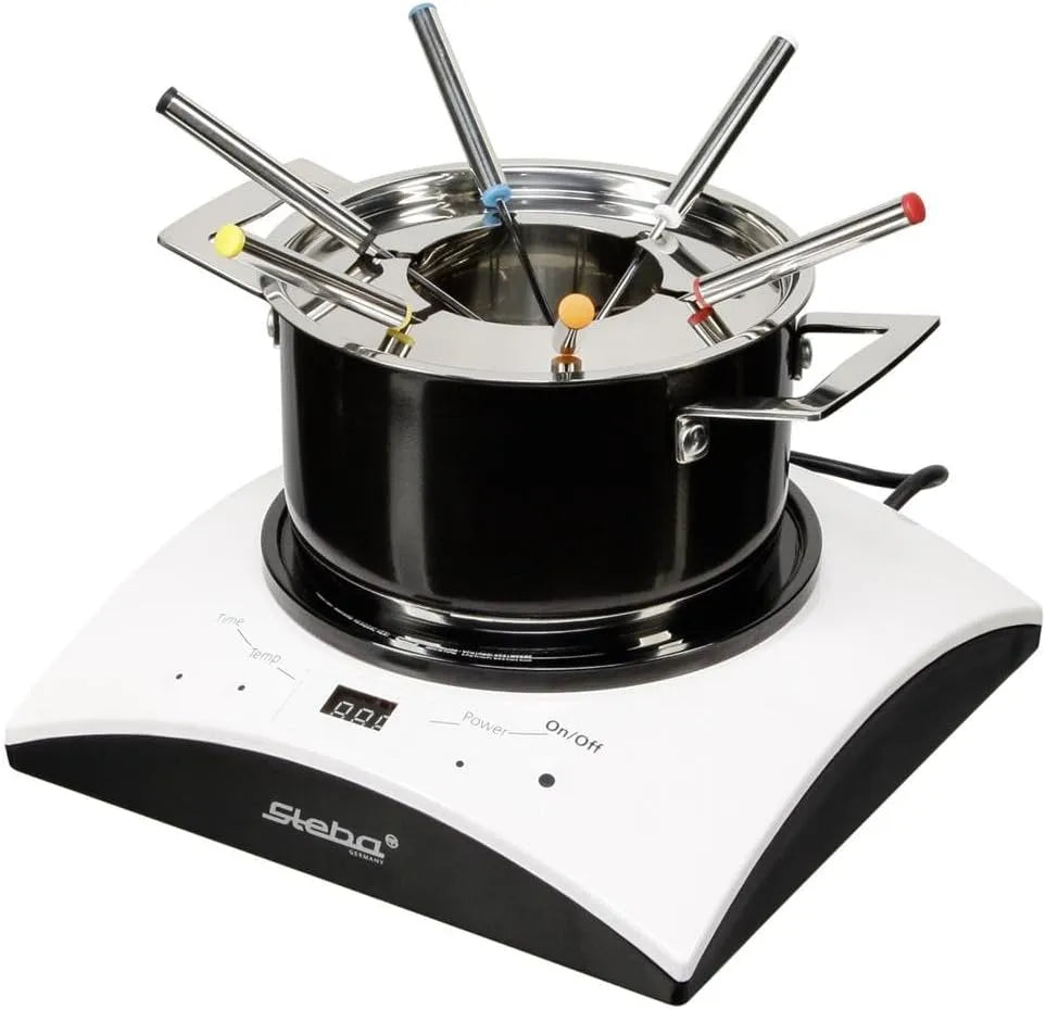 Steba, Kødfondue, IK 11 S induktionsvarmplade 1 kW Rustfrit stål / sort / hvid, Sort og hvid, 1 kW, 1000 W
