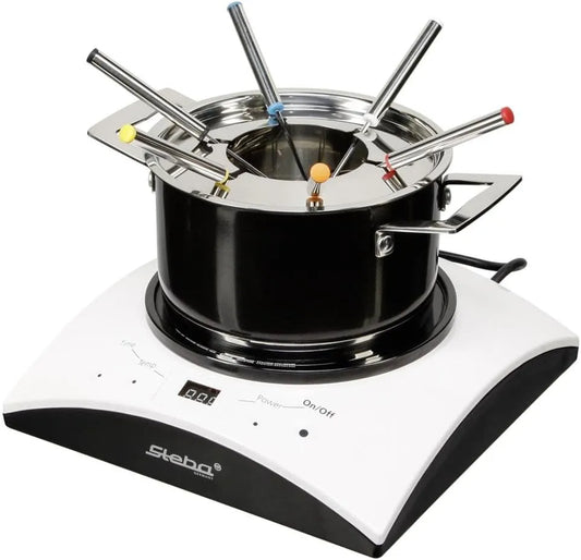 Steba, Kødfondue, IK 11 S induktionsvarmplade 1 kW Rustfrit stål / sort / hvid, Sort og hvid, 1 kW, 1000 W