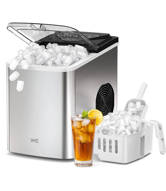 WIE, Isoterpenmaskiner, HVORDAN ismaskine, 15KG ismaskine Ice Maker, 9 terninger på 6 minutter, bærbar, Sølv, 15KG, 2 l, 42 dB, 2, 54 cm