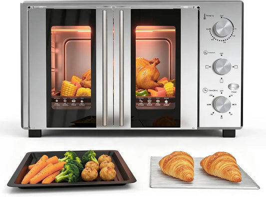 GTKZW C-250, Miniovne, Mini ovn 38 liter, pizza ovn Elektrisk 1600W med dobbelt dør, 3, Sort / sølv, 38 l, 1600W, 220V, 4 x 38 x 33 cm