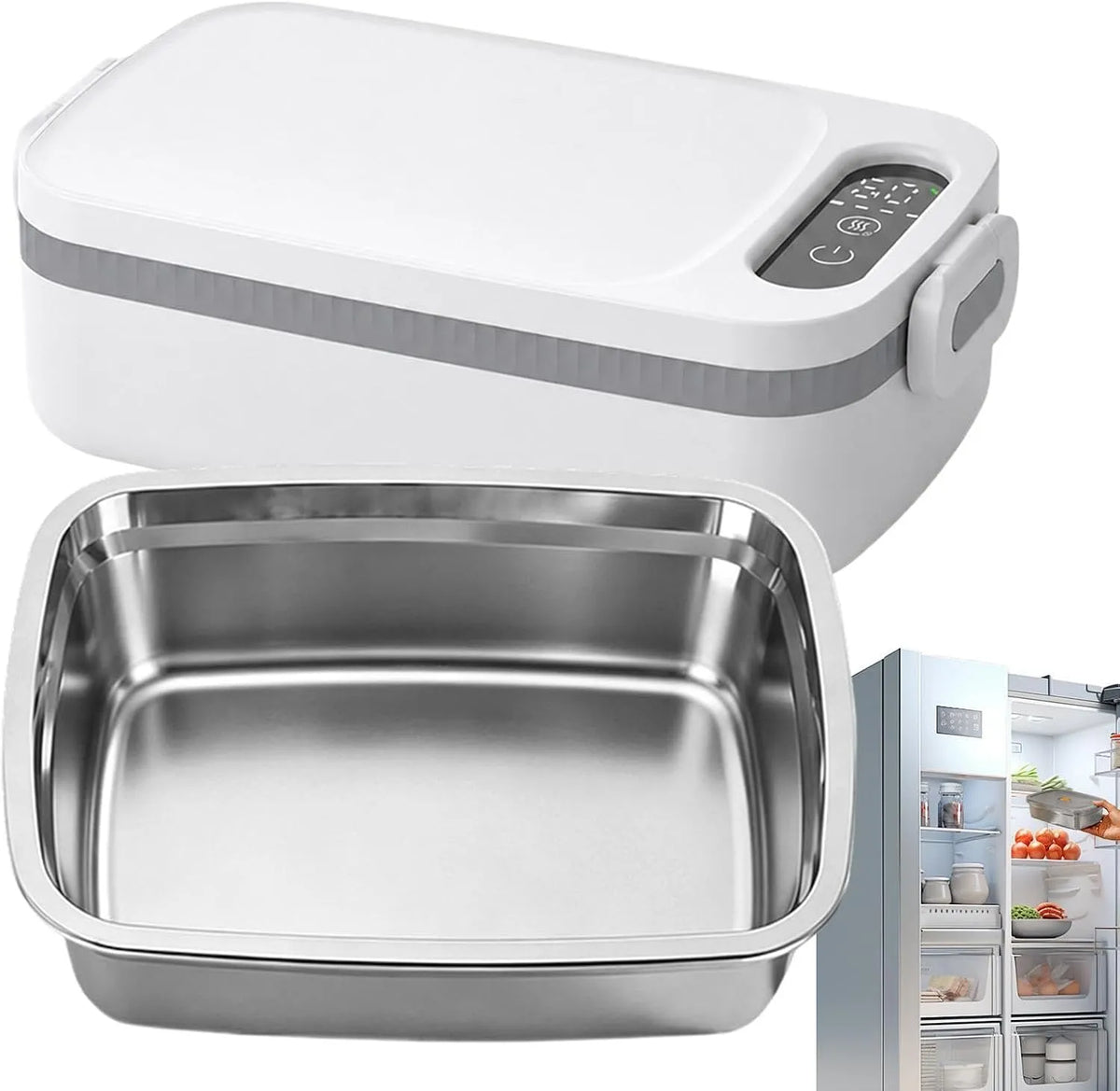 Generisch, Frokostbokse, Opvarmet Lunchbox 1L Meal Container med Timer, Sort, 1L, 25 x 14, 1 x 7, 9 cm