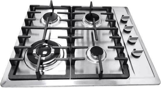 DaiJiubu 4/5Flammen, Kogeplader, 4 / Gas Kochfeld Rustfrit stål Küche Gas komfur Bygget komfur Naturgas Propan gas, Sølv, 3KW, 2, 75KW