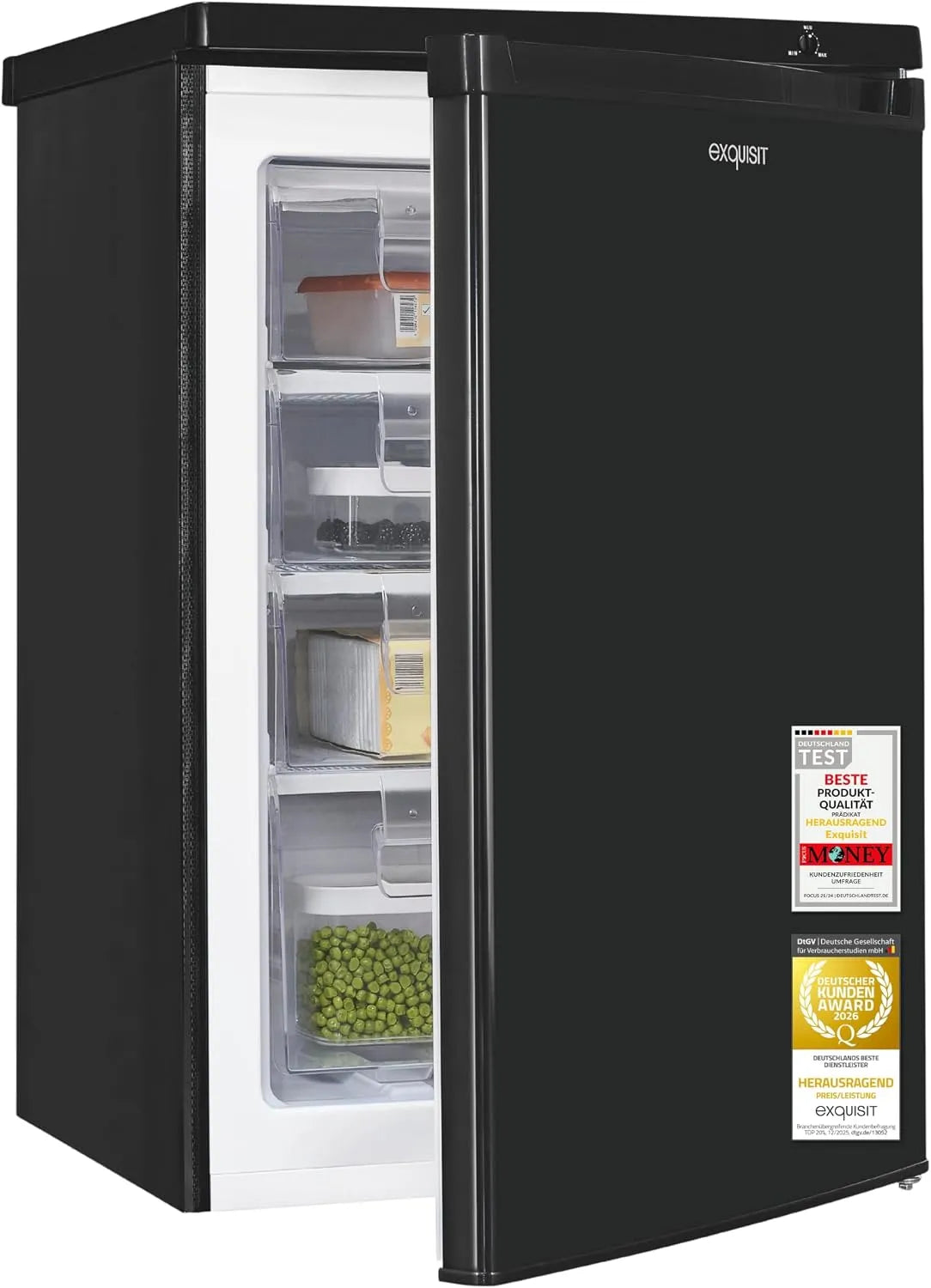 Exquisit GS512-040E GS512, Fryseskabe, Udsøgt - 040E Fryser - 91 l fryser med 4 skuffer, Hvid, 91 l, 4 kg, 40 dB, 5 x 55