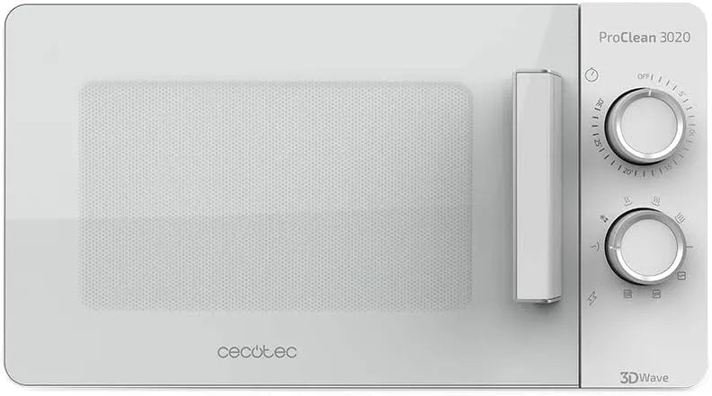 Cecotec, Solo-mikrobølgeovne, mikroovn med Grill ProClean 3020, 20L - Kapacitet, Sort / sølv, 20L, 700 W
