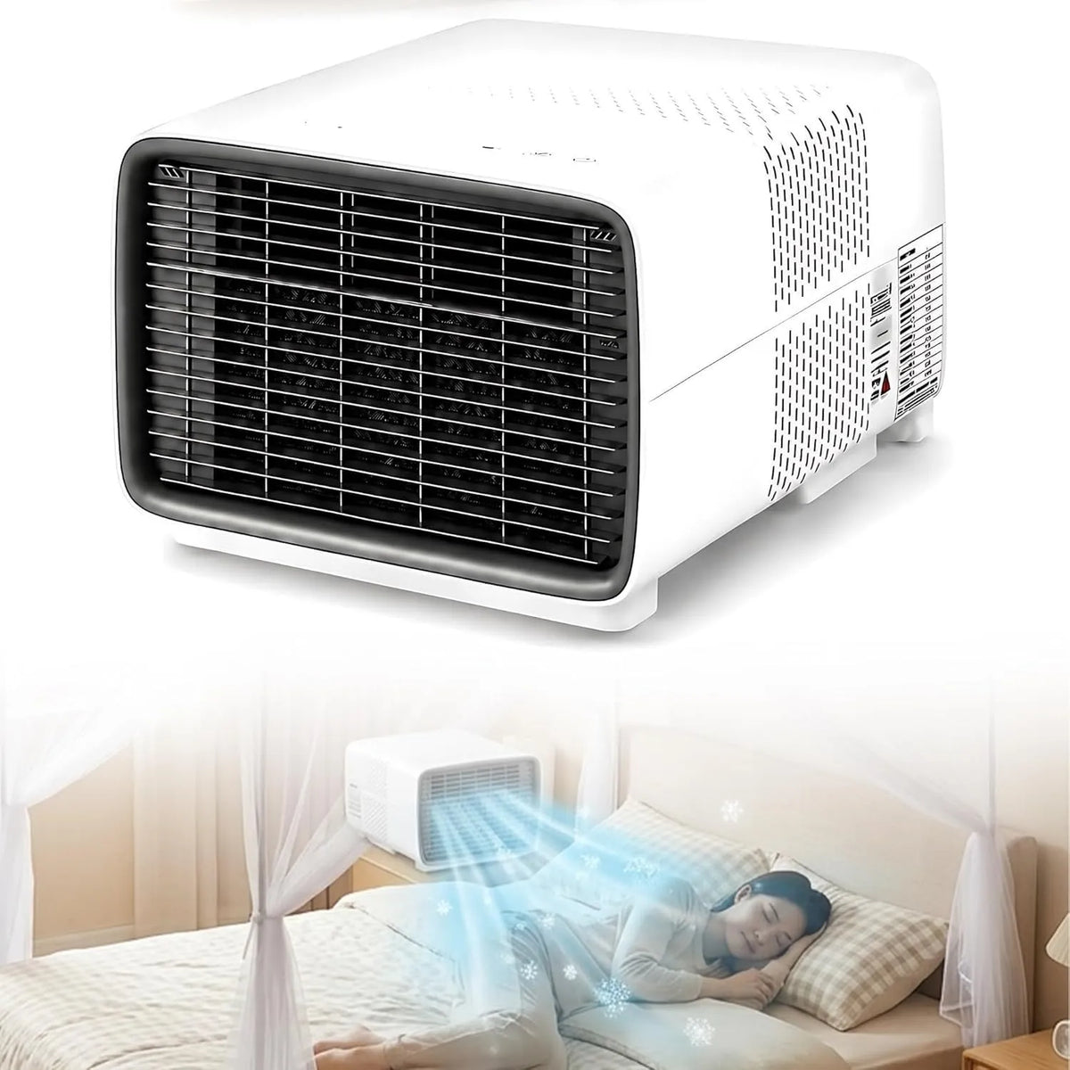 WEIZIIA, Mobile klimaanlæg, Kompakt klimaanlæg 2700 BTU, 280W til soveværelse og kontor, Hvid, 2700 BTU, 280W, 900W, 400 × 300 × 255mm