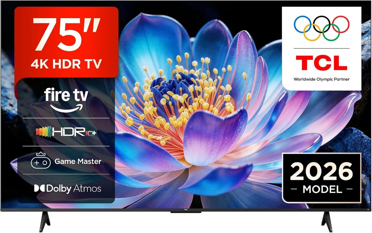 TCL HDR10 75V6D, TV'er, + 75 inches, 4K UHD, Smart TV, Fire TV, Dolby Atmos, DTS: X, Spil Master, Sort, 75V, 75 inch, 4K