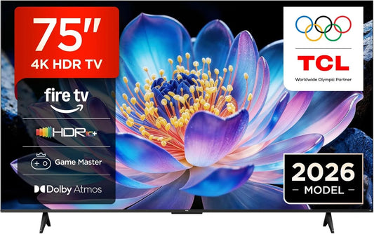 TCL HDR10 75V6D, TV'er, + 75 inches, 4K UHD, Smart TV, Fire TV, Dolby Atmos, DTS: X, Spil Master, Sort, 75V, 75 inch, 4K