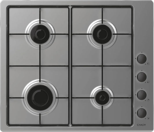 CANDY CHW6LBX/4U2 CHW6LBX, Kogeplader, Idea / 4U2 Gas kogeplader, 4 flammer, 60 cm, justerbar til butangas, 7, 2 kW, Sølv, 6L, 2 G