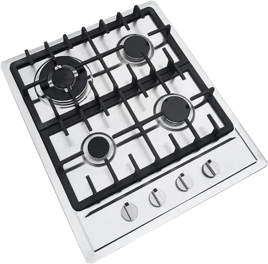 Tagtuell, Kogeplader, Gas Hob 4 Flamme, Gas Hob Rustfrit stål med automatisk termoelement beskyttelse, Sort, 1, 75kW, 1 kW, 3 kW, 59 × 51cm