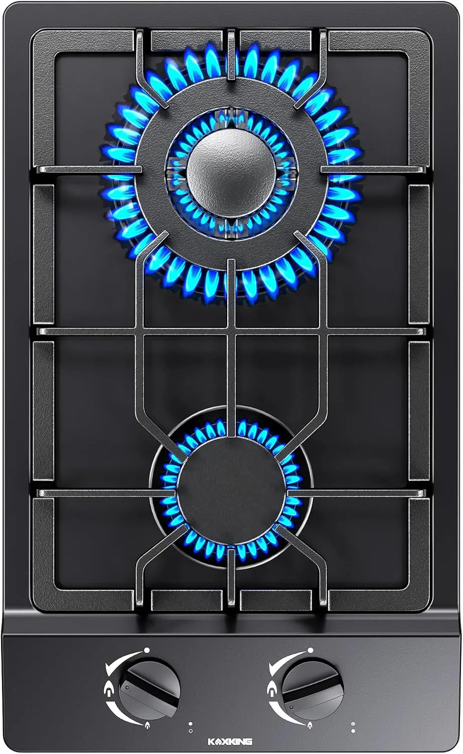 kadorer, Kogeplader, 30 cm Gas komfur 2 flammer, bygget-i Gas komfur NG / LPG konvertible, Sort, 30 cm, 3 kW, 1, 75 kW, 51 × 31 × 4
