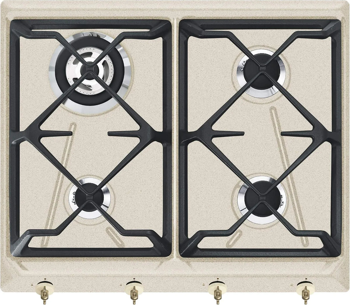 Smeg SRV864AVOGH2, Kogeplader, Gas Kochfeld COLONIALE, lysebrun / sort, 1050 W, 2 x 1650, 3300 W