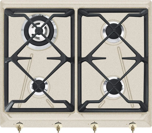 Smeg SRV864AVOGH2, Kogeplader, Gas Kochfeld COLONIALE, lysebrun / sort, 1050 W, 2 x 1650, 3300 W